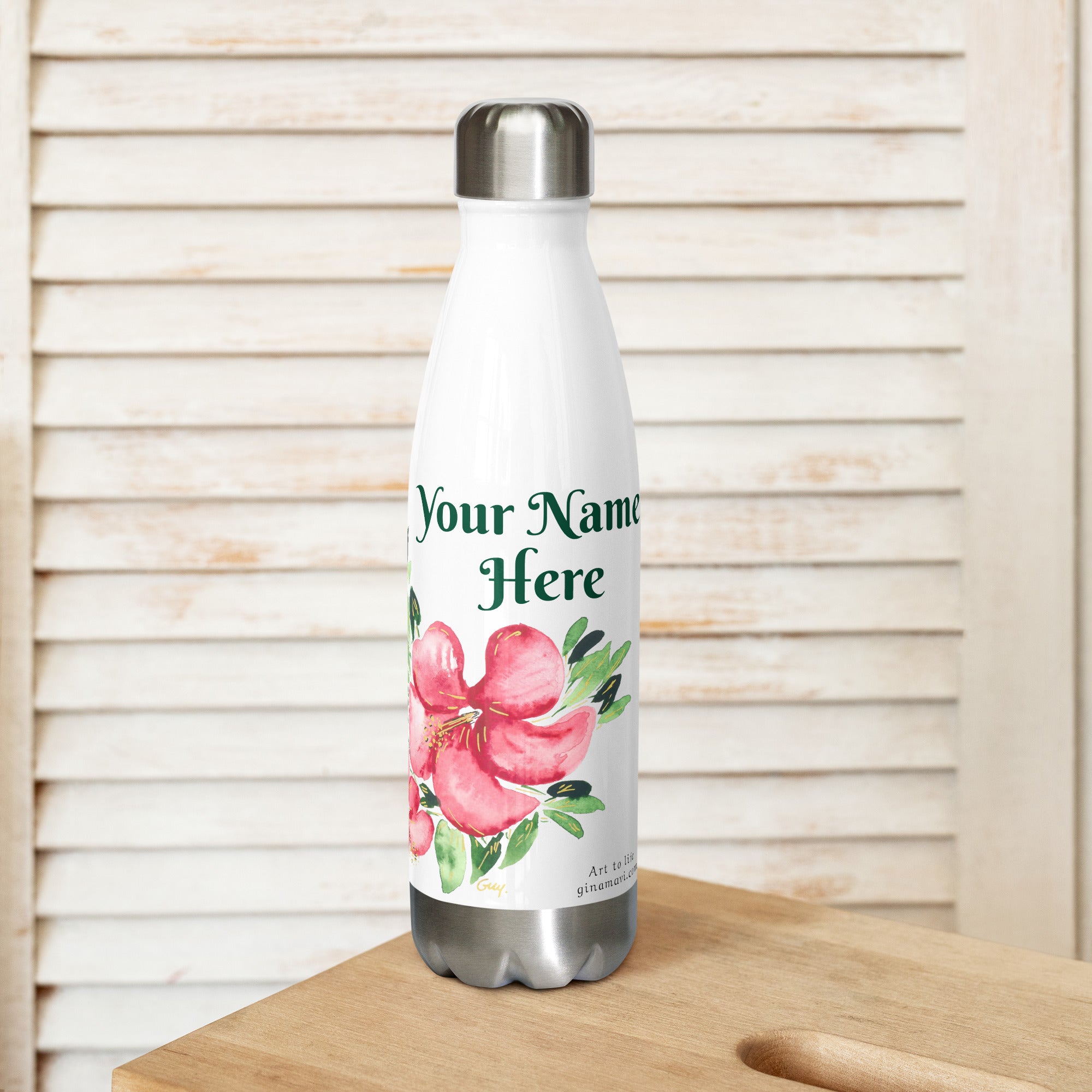 Hibiscus Stainless steel water bottle