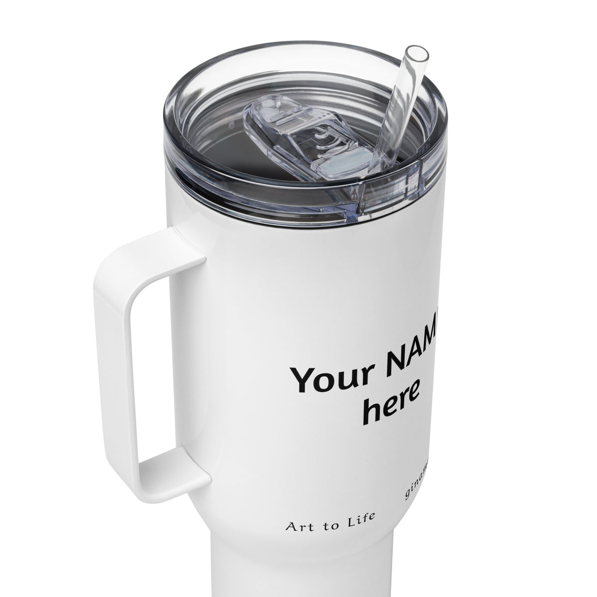Lilac Travel mug with a handle