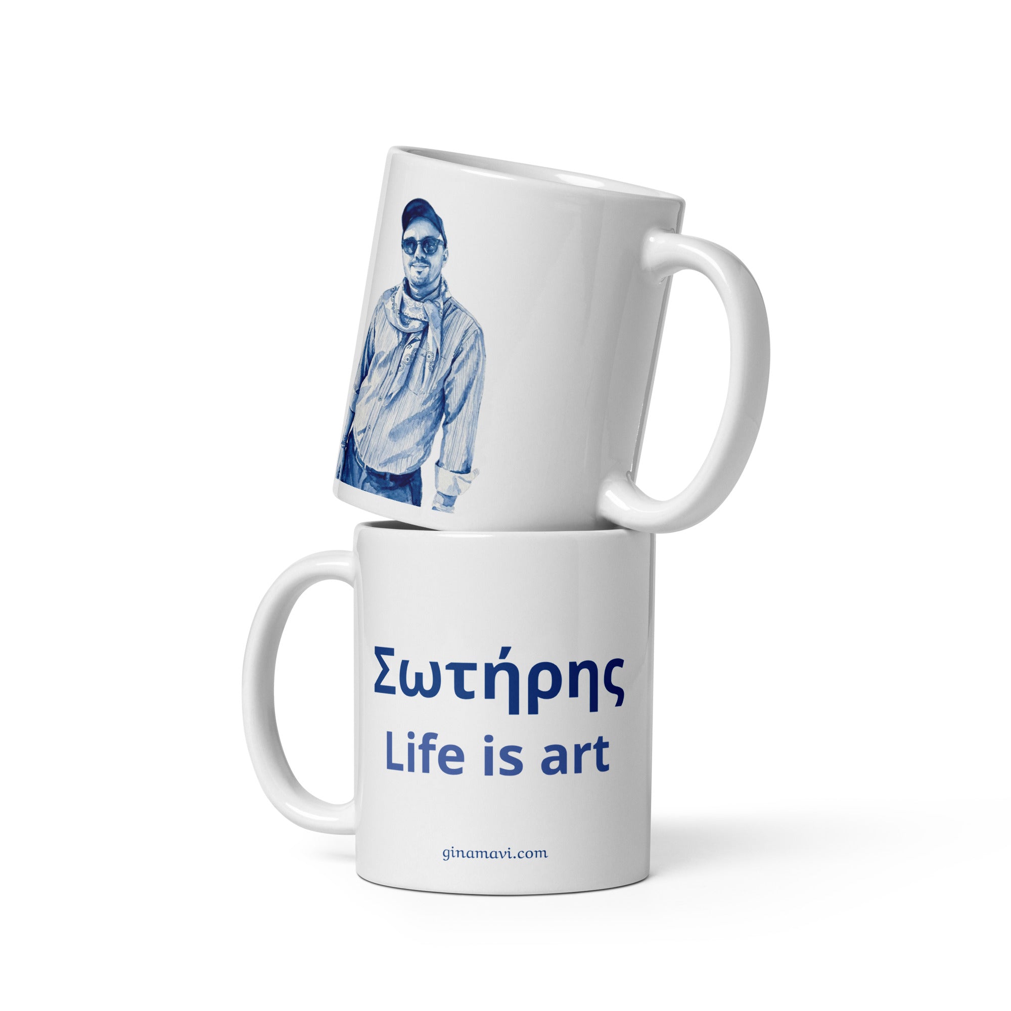 White glossy mug Life is art